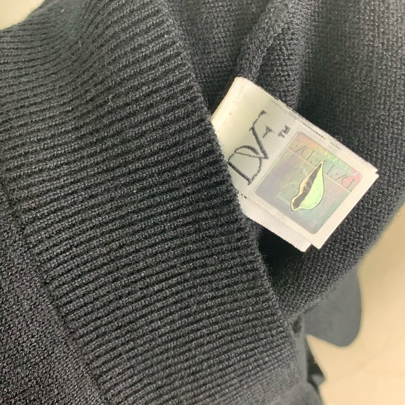 DVF Donna Cardigan Sweater Small Black C228 - Picture 5 of 6